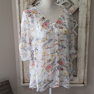 Skies are Blue floral sheer top